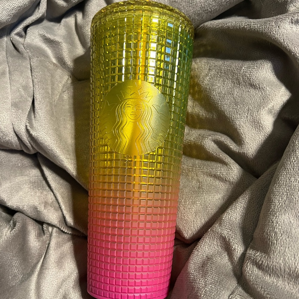 Starbucks Yellow and Pink Accent Vase